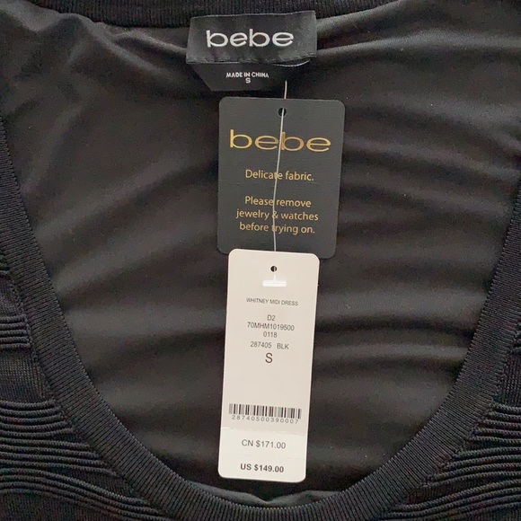 ✨ NWT ✨Black Bebe Whitney Midi Dress - Picture 3 of 4